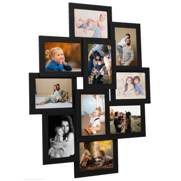 Collage Photo Frame for 10x(10x15 cm) Picture Black MDF