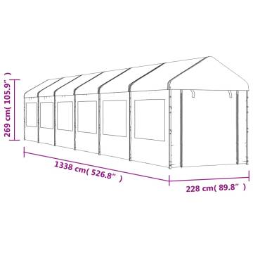 Gazebo with Roof White 13.38x2.28x2.69 m Polyethylene