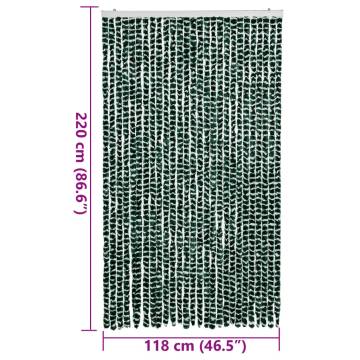 Fly Curtain Green and White 118x220 cm Chenille