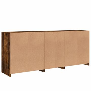 Sideboard with LED Lights Smoked Oak 162x37x67 cm