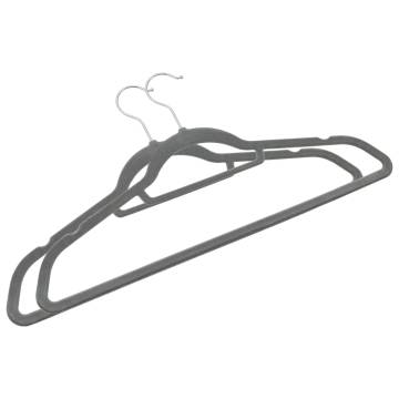 50 pcs Clothes Hanger Set Anti-slip Grey Velvet