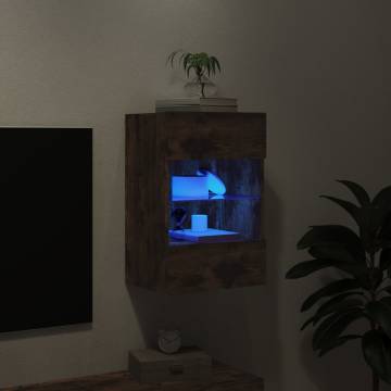 TV Wall Cabinet with LED Lights Smoked Oak 40x30x60.5 cm