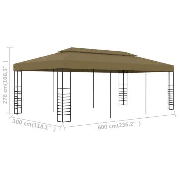 Garden Gazebo 6x3x2.7 m Taupe 180 gm²