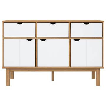 Sideboard OTTA Brown and White 114x43x73.5 cm Solid Wood Pine