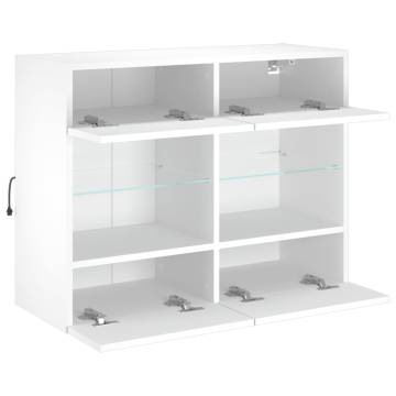 TV Wall Cabinet with LED Lights White 78.5x30x60.5 cm