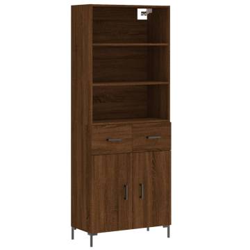 Highboard Brown Oak 69.5x34x180 cm Engineered Wood