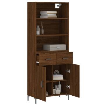 Highboard Brown Oak 69.5x34x180 cm Engineered Wood