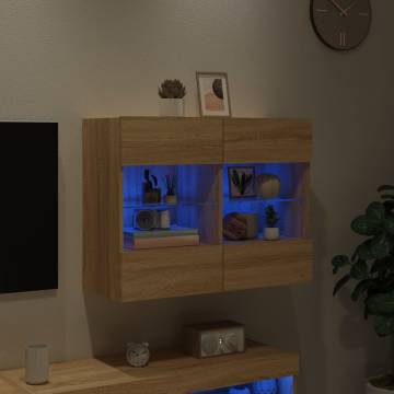 TV Wall Cabinet with LED Lights Sonoma Oak 78.5x30x60.5 cm