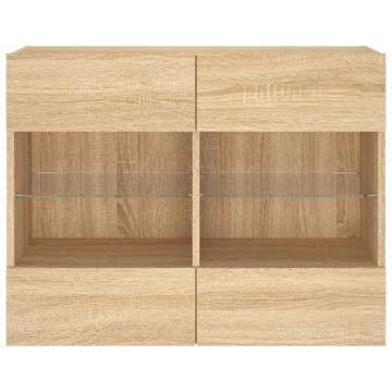 TV Wall Cabinet with LED Lights Sonoma Oak 78.5x30x60.5 cm