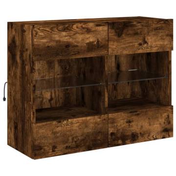 TV Wall Cabinet with LED Lights Smoked Oak 78.5x30x60.5 cm