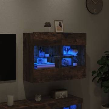 TV Wall Cabinet with LED Lights Smoked Oak 78.5x30x60.5 cm