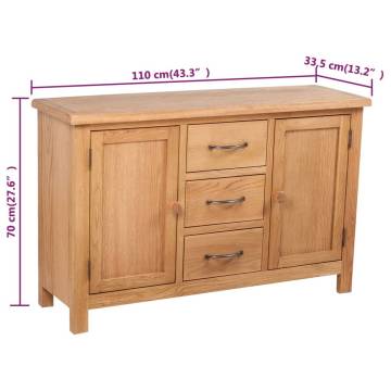 Sideboard with 3 Drawers 110x33.5x70 cm Solid Oak Wood