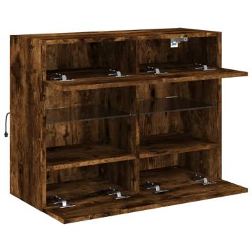 TV Wall Cabinet with LED Lights Smoked Oak 78.5x30x60.5 cm