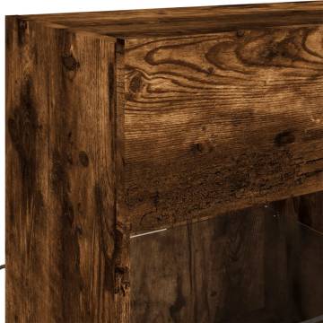 TV Wall Cabinet with LED Lights Smoked Oak 78.5x30x60.5 cm