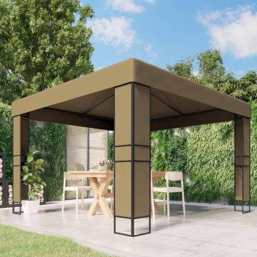 Gazebo with Double Roof 3x3x2.7 m Taupe 180 gm²