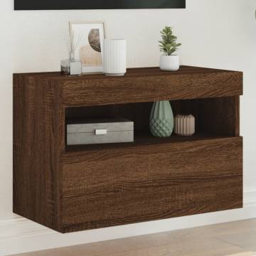 TV Wall Cabinet with LED Lights Brown Oak 60x30x40 cm