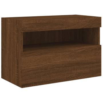 TV Wall Cabinet with LED Lights Brown Oak 60x30x40 cm