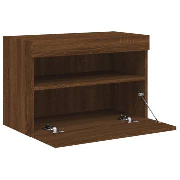 TV Wall Cabinet with LED Lights Brown Oak 60x30x40 cm