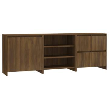 3 Piece Sideboard Brown Oak Engineered Wood