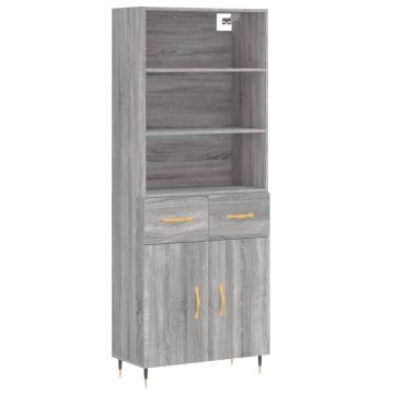 Highboard Grey Sonoma 69.5x34x180 cm Engineered Wood