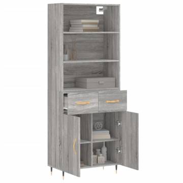 Highboard Grey Sonoma 69.5x34x180 cm Engineered Wood