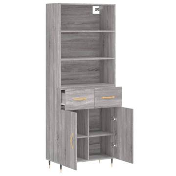 Highboard Grey Sonoma 69.5x34x180 cm Engineered Wood