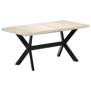 Dining Table White 160x80x75 cm Solid Mango Wood