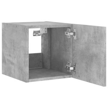 TV Wall Cabinet with LED Lights Concrete Grey 30.5x35x30 cm