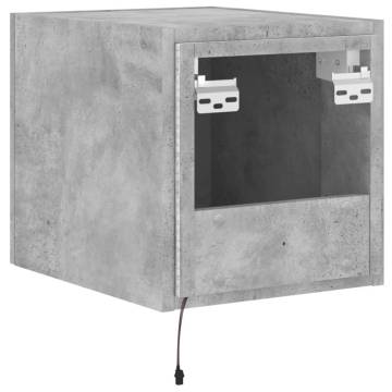 TV Wall Cabinet with LED Lights Concrete Grey 30.5x35x30 cm