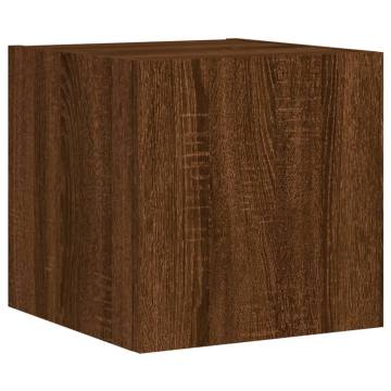 TV Wall Cabinet with LED Lights Brown Oak 30.5x35x30 cm