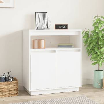 Sideboard White 70x34x80 cm Solid Wood Pine