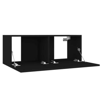 3 Piece TV Cabinet Set Black Engineered Wood