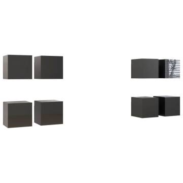 Wall Mounted TV Cabinets 8 pcs High Gloss Grey 30.5x30x30 cm