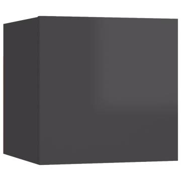 Wall Mounted TV Cabinets 8 pcs High Gloss Grey 30.5x30x30 cm