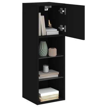 TV Cabinets with LED Lights 2 pcs Black 30.5x30x90 cm