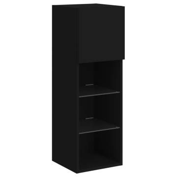 TV Cabinets with LED Lights 2 pcs Black 30.5x30x90 cm