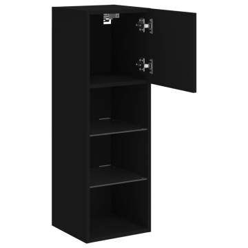 TV Cabinets with LED Lights 2 pcs Black 30.5x30x90 cm