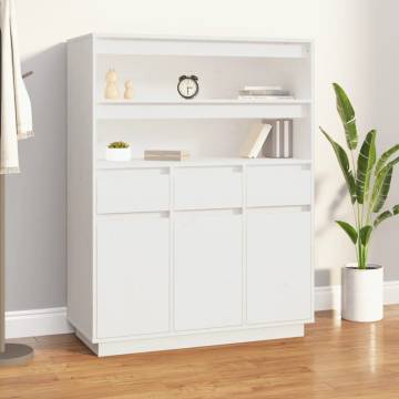 Highboard White 89x40x116.5 cm Solid Wood Pine