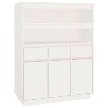 Highboard White 89x40x116.5 cm Solid Wood Pine