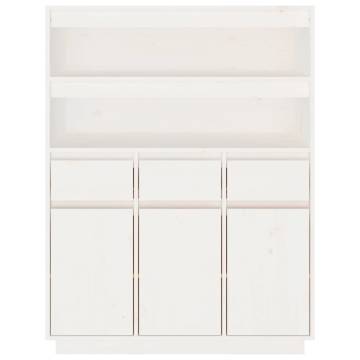 Highboard White 89x40x116.5 cm Solid Wood Pine