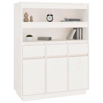 Highboard White 89x40x116.5 cm Solid Wood Pine