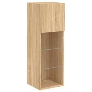 TV Cabinets with LED Lights 2 pcs Sonoma Oak 30.5x30x90 cm