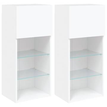 TV Cabinets with LED Lights 2 pcs White 40.5x30x90 cm