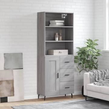 Highboard Grey Sonoma 69.5x34x180 cm Engineered Wood