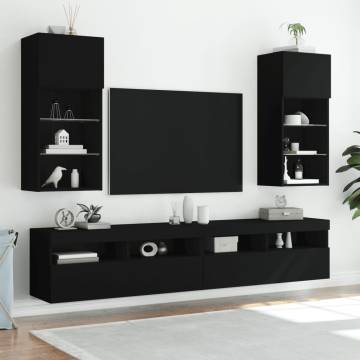 TV Cabinets with LED Lights 2 pcs Black 40.5x30x90 cm