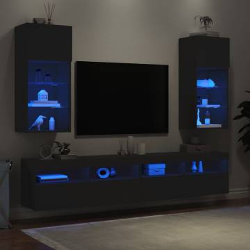 TV Cabinets with LED Lights 2 pcs Black 40.5x30x90 cm