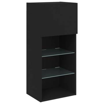 TV Cabinets with LED Lights 2 pcs Black 40.5x30x90 cm