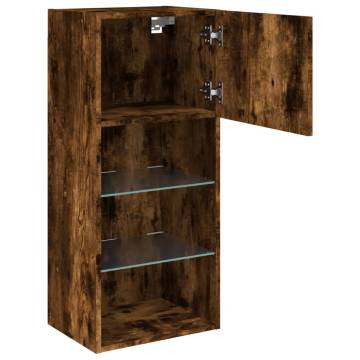 TV Cabinets with LED Lights 2 pcs Smoked Oak 40.5x30x90 cm