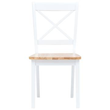 Dining Chairs 6 pcs White and Light Wood Solid Rubber Wood