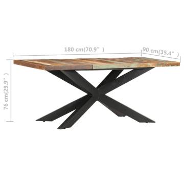 Dining Table 180x90x76 cm Solid Reclaimed Wood